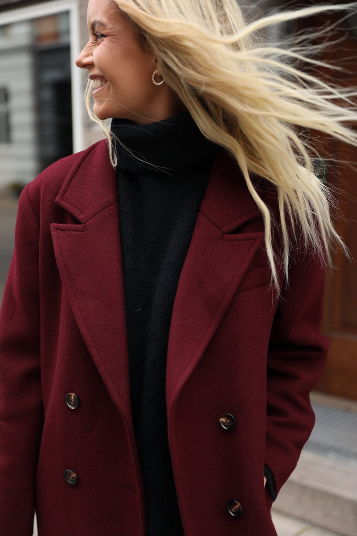 Valentin Studio - Boyfriend Wool Coat 160854 - 174 - Burgundy Jakker 
