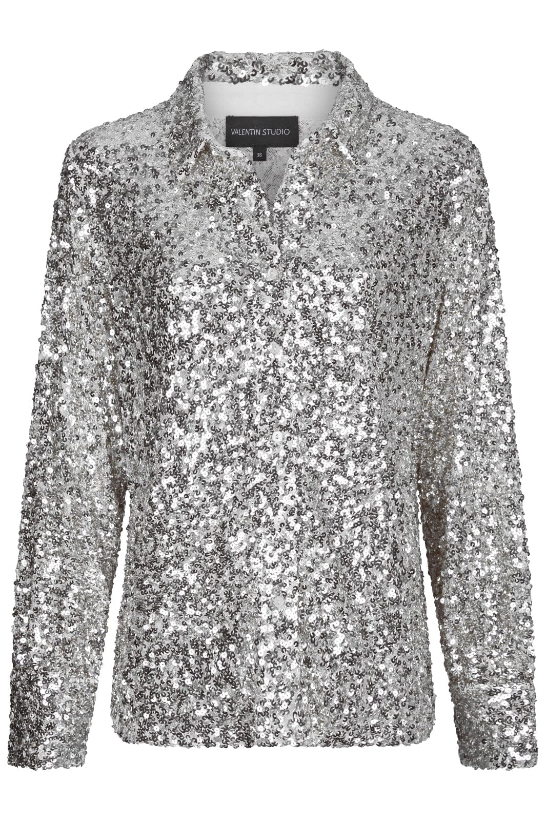 Valentin Studio - Classy Sequins Shirt 163336 - 220 - Silver Skjorter 