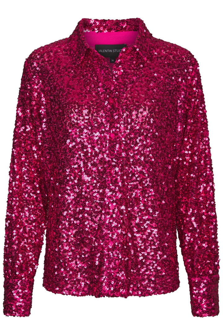 Valentin Studio - Classy Sequins Shirt 163336 - 457 - Pink/Red Skjorter 