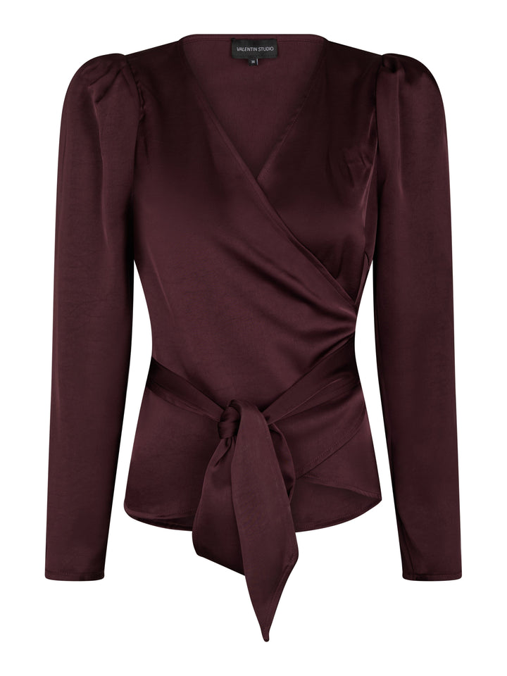 Valentin Studio - Josie Blouse Heavy Satin - Burgundy Bluser 