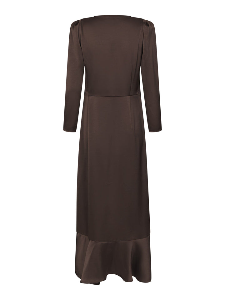 Valentin Studio - Senorita Dress Heavy Satin 167810 - 676 - Dark Brown Kjoler 