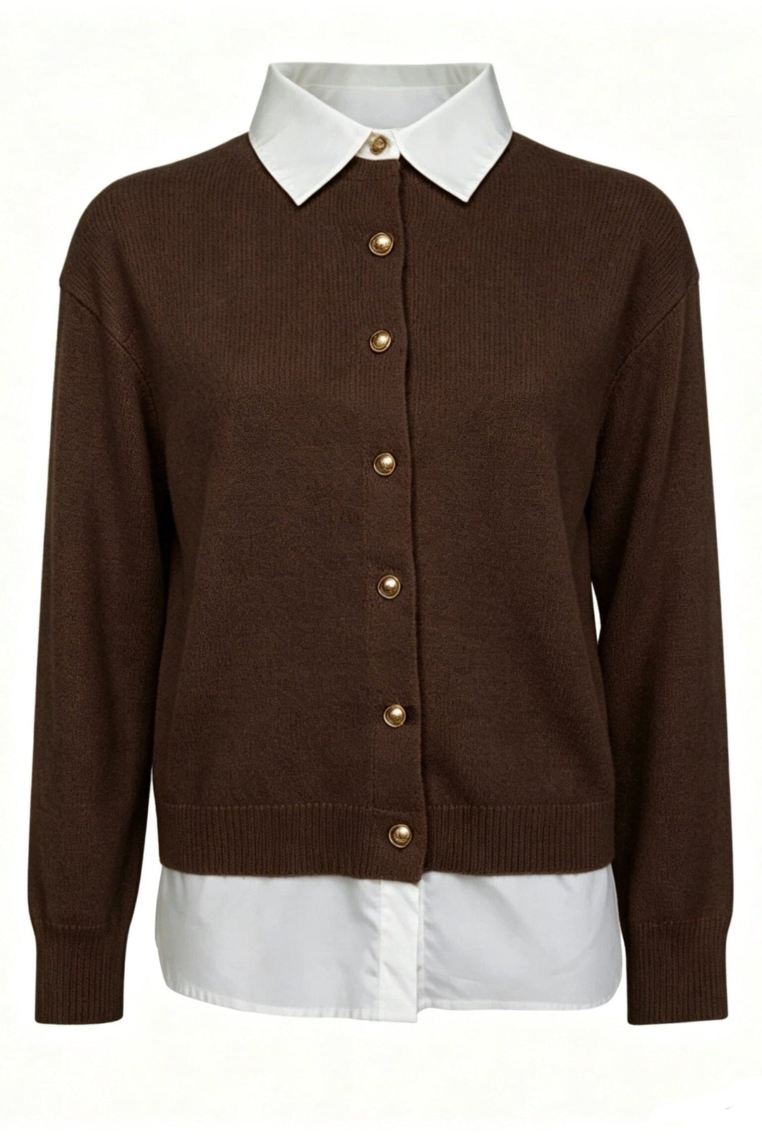 Valentin Studio - Shirt Knit Ch171076b - Dark Brown Strikbluser 