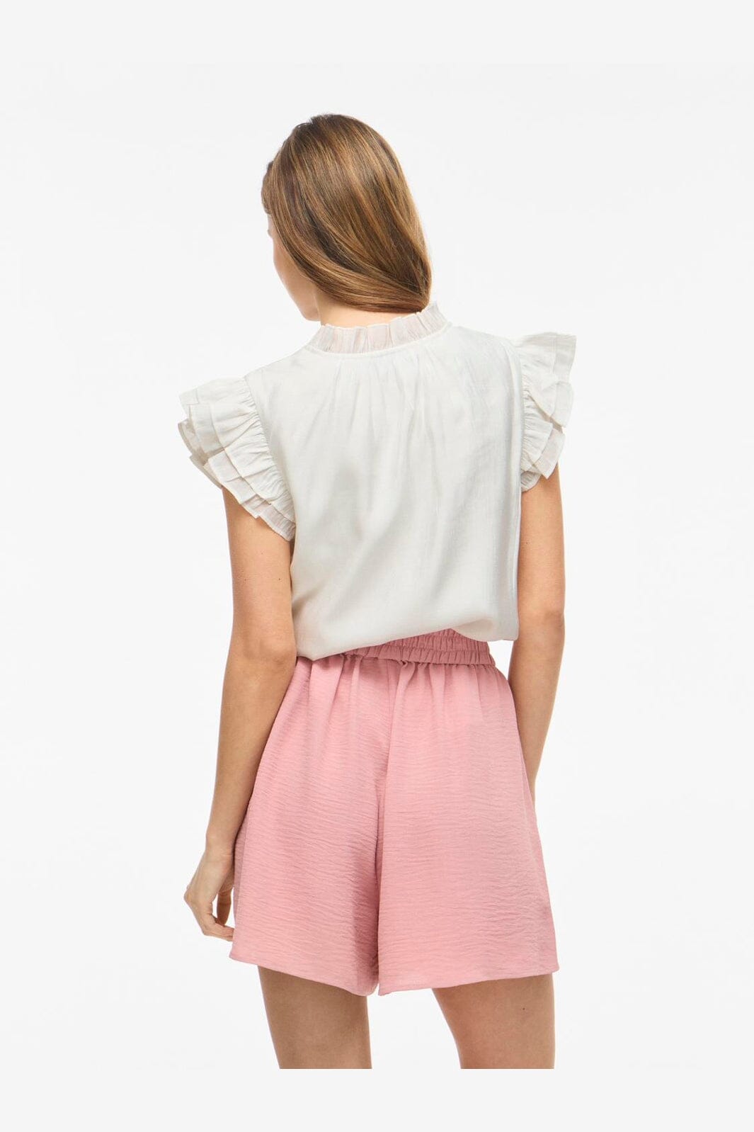 Vila - Vianu S/L V-Neck Top/Rn - 5037895 Snow White