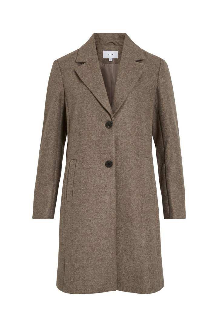 Vila - Viclaudia Button Coat - 4807968 Falcon Melange