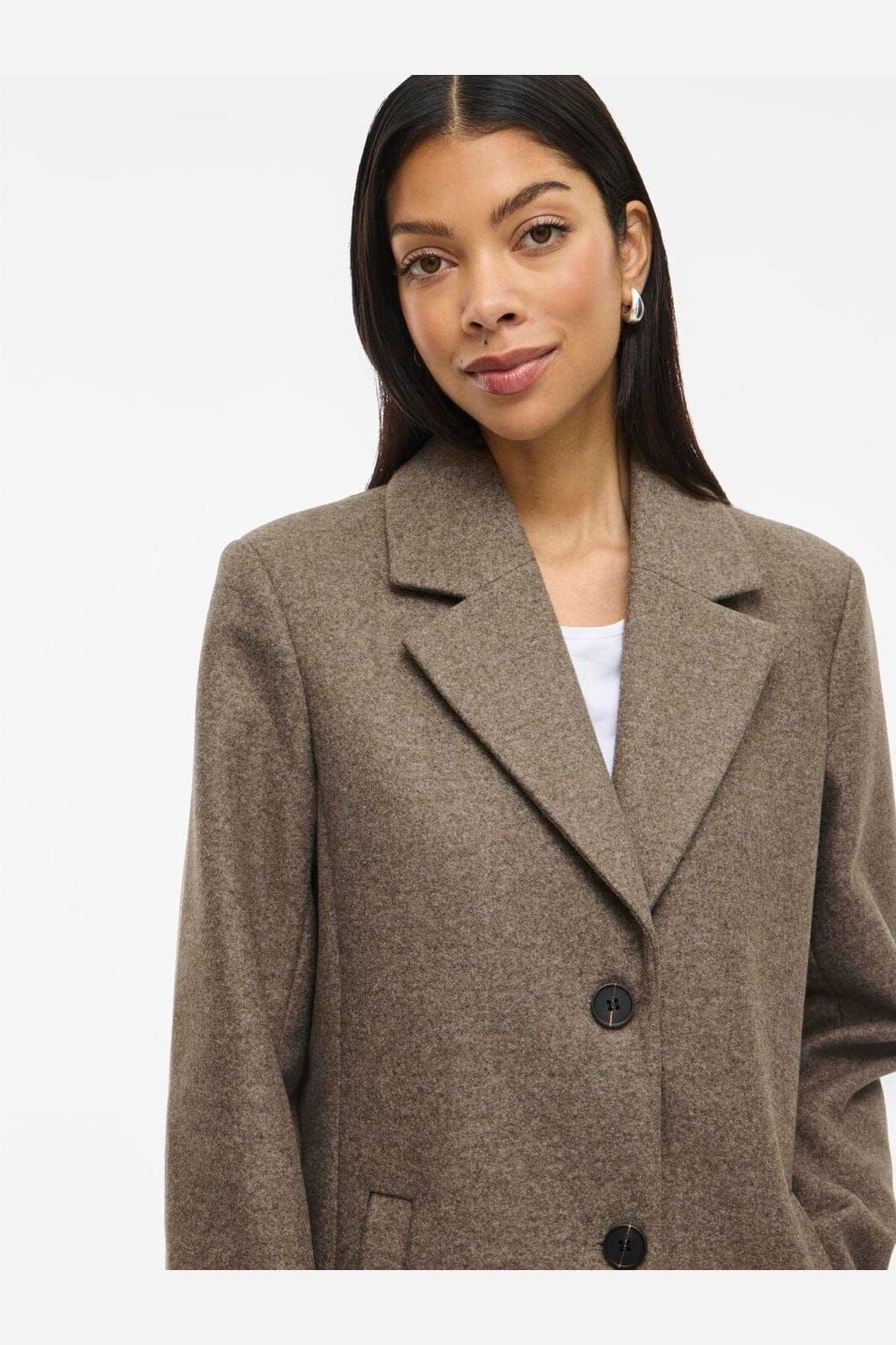 Vila - Viclaudia Button Coat - 4807968 Falcon Melange