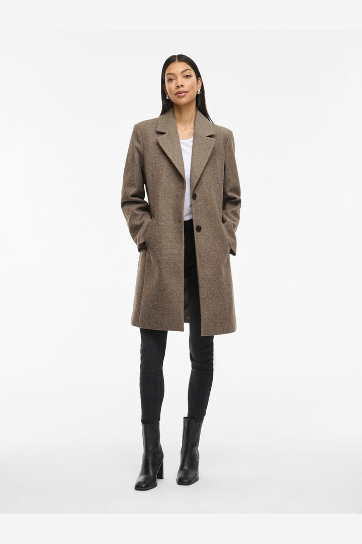 Vila - Viclaudia Button Coat - 4807968 Falcon Melange