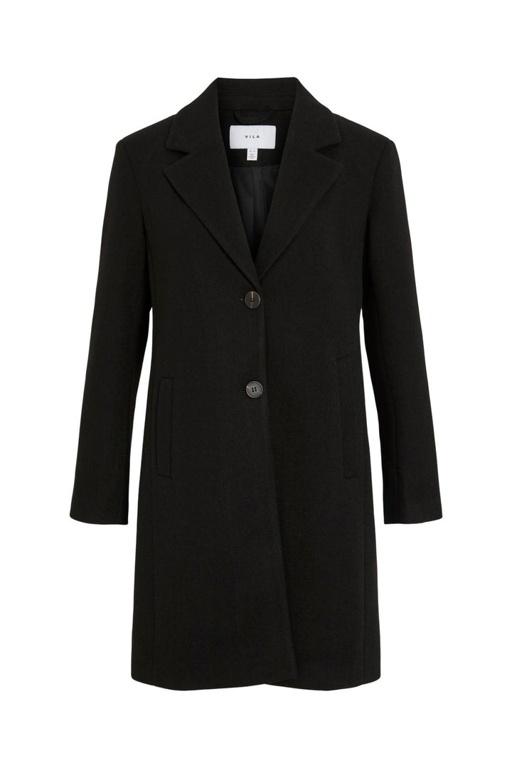 Vila - Viclaudia Button Coat - 4851069 Black Beauty