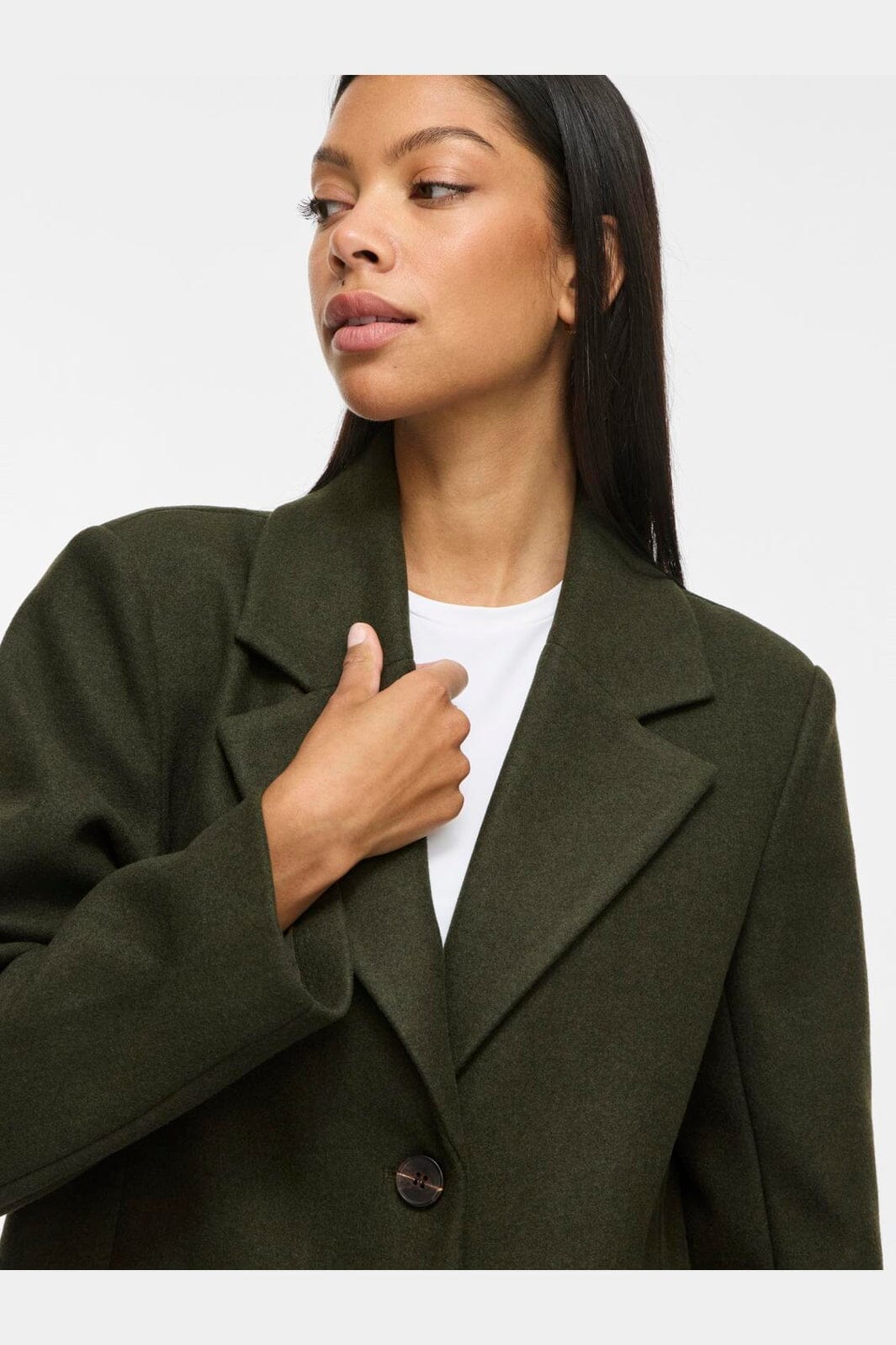 Vila - Viclaudia Button Coat - 5020749 Forest Night Melange