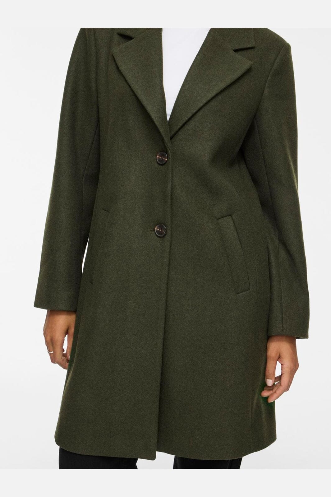 Vila - Viclaudia Button Coat - 5020749 Forest Night Melange