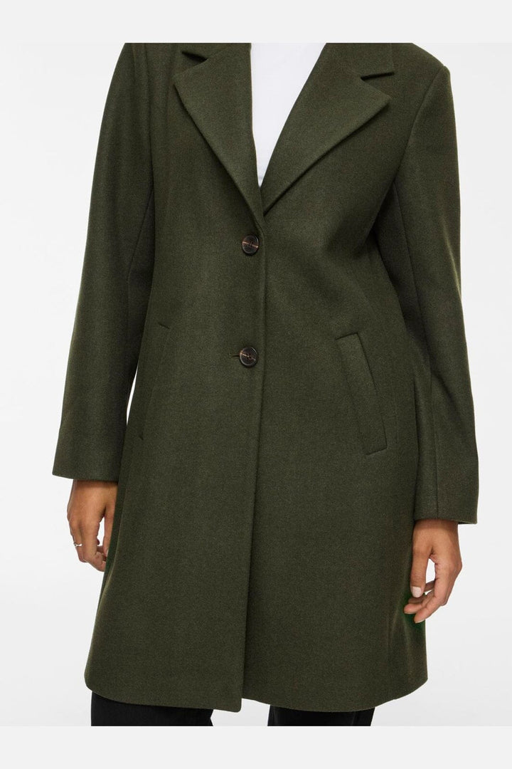 Vila - Viclaudia Button Coat - 5020749 Forest Night Melange