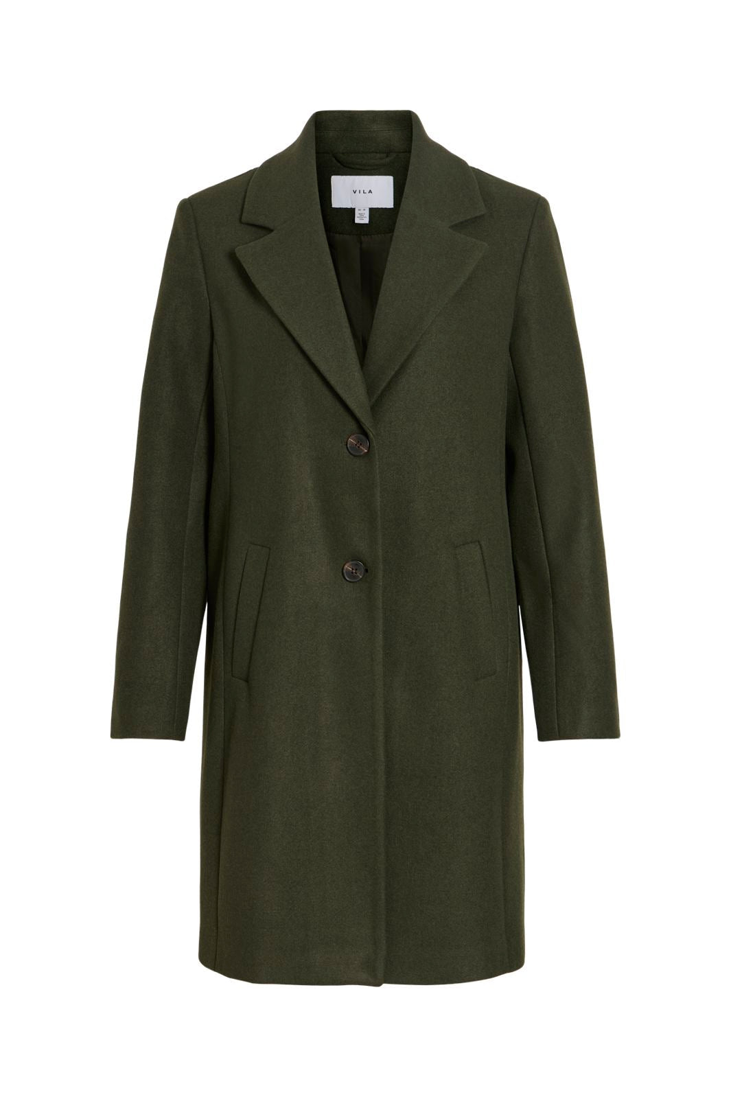 Vila - Viclaudia Button Coat - 5020749 Forest Night Melange