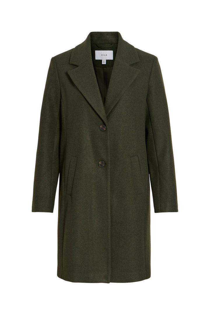 Vila - Viclaudia Button Coat - 5020749 Forest Night Melange