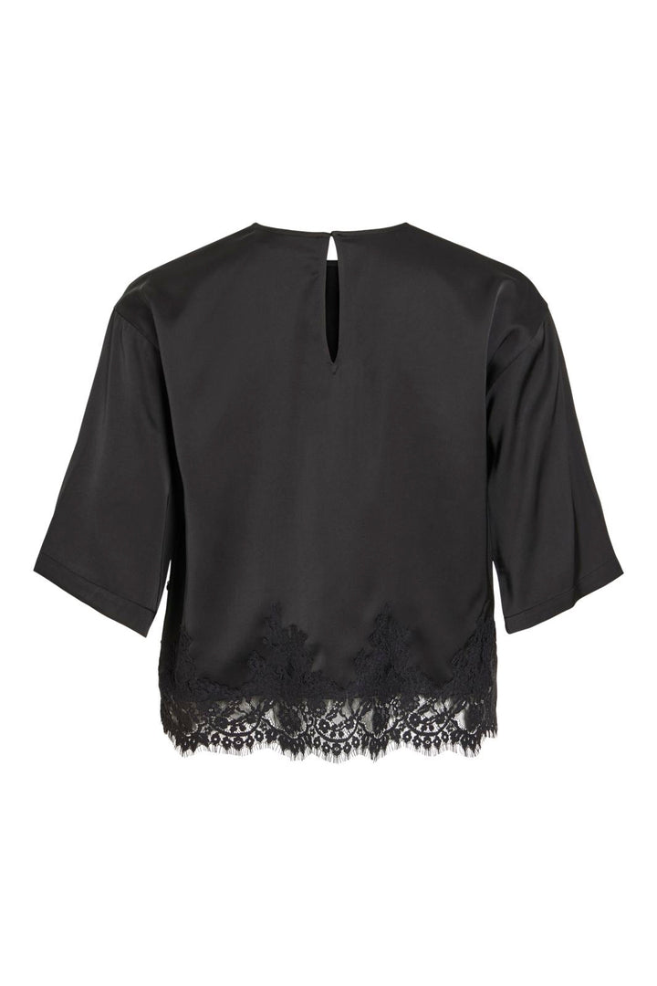 Vila - Vidutty Pri O-Neck Lace 2/4 Top - 5176219 Black Beauty