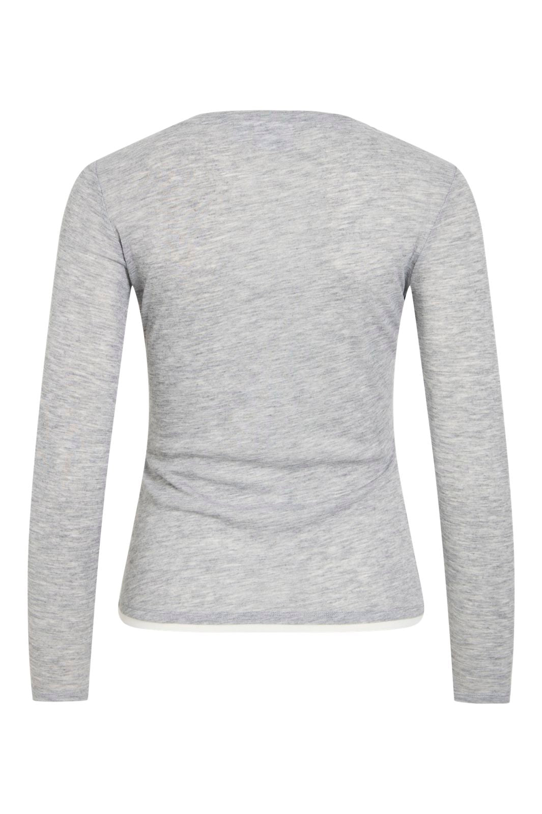 Vila - Vielianne O-Neck L/S Top - 5167198 Light Grey Melange Snow White