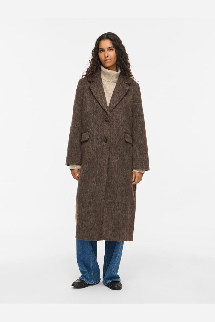 Vila - Vihaari L/S Coat - 5022126 Dark Natural Melange