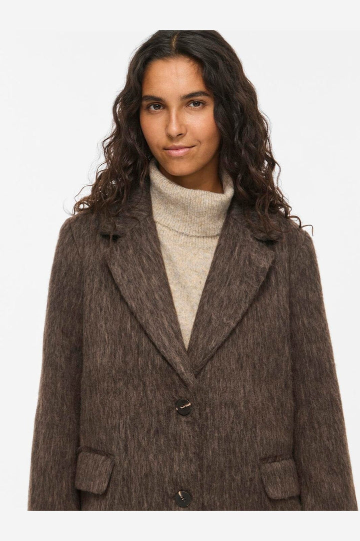 Vila - Vihaari L/S Coat - 5022126 Dark Natural Melange