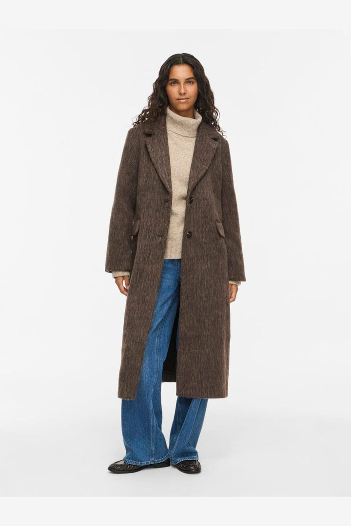 Vila - Vihaari L/S Coat - 5022126 Dark Natural Melange