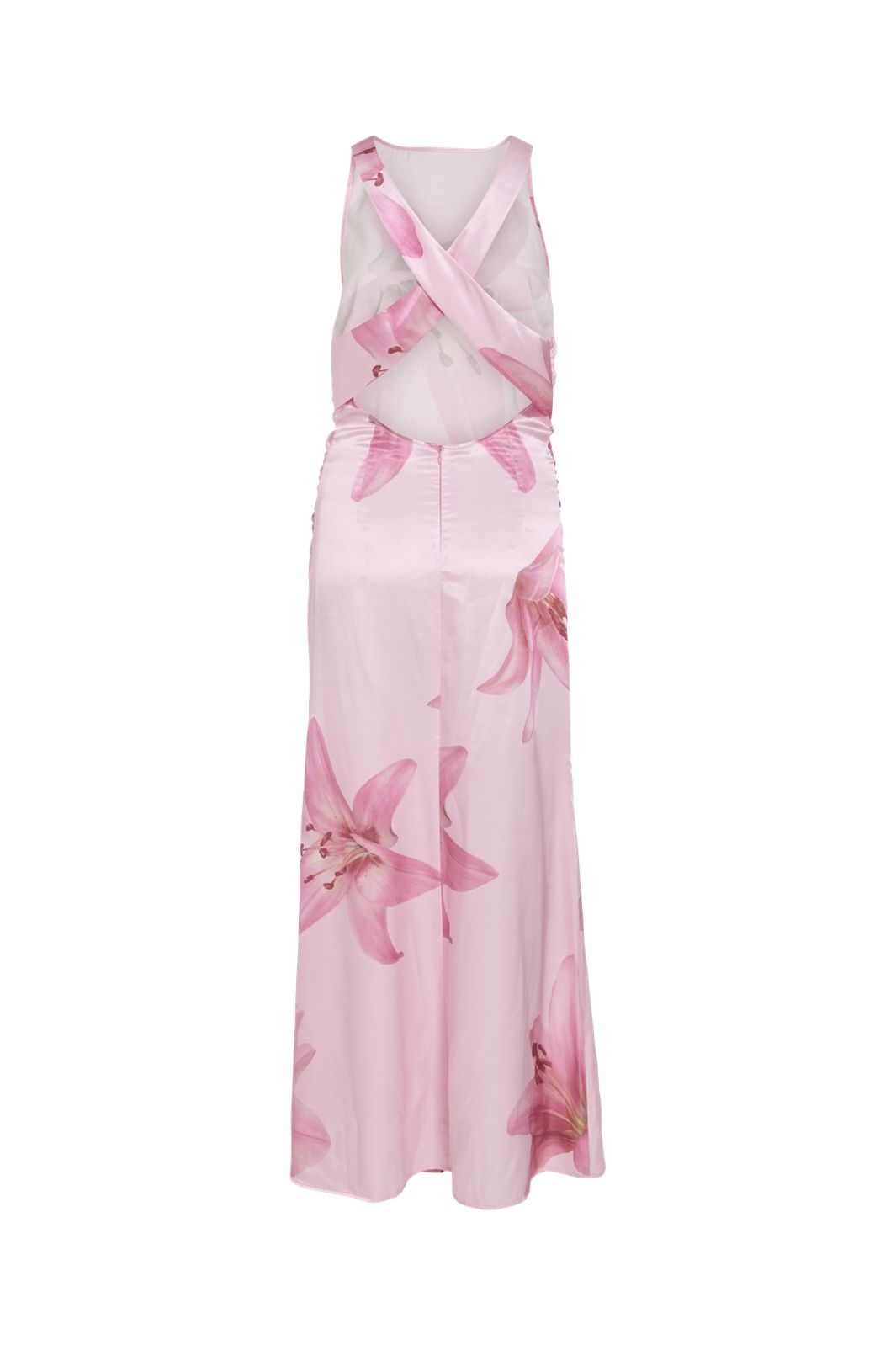 Vila - Viivory S/L U-Neck Ankle Dress/Dc/Ka - 4998948 Cherry Blossom Sea Pink Flowers