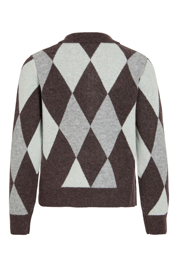 Vila - Vikaylo Polo L/S Check Knit Top - 5119902 Raisin Green Lily/Lgm
