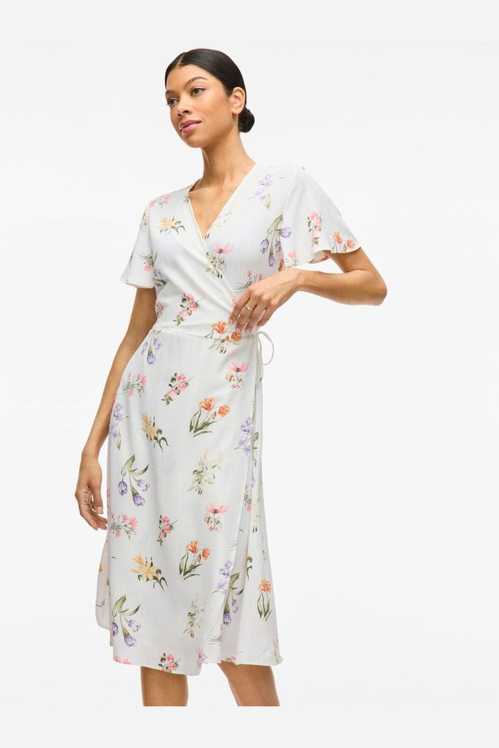 Vila - Vilovie S/S Wrap Midi Dress - 4777771 Snow White Fir