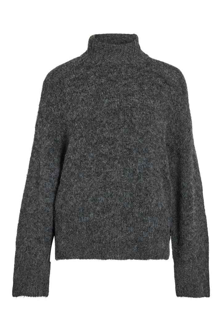 Vila - Vimarley L/S Roll Neck Knit Pullover - 4971920 Dark Grey Melange