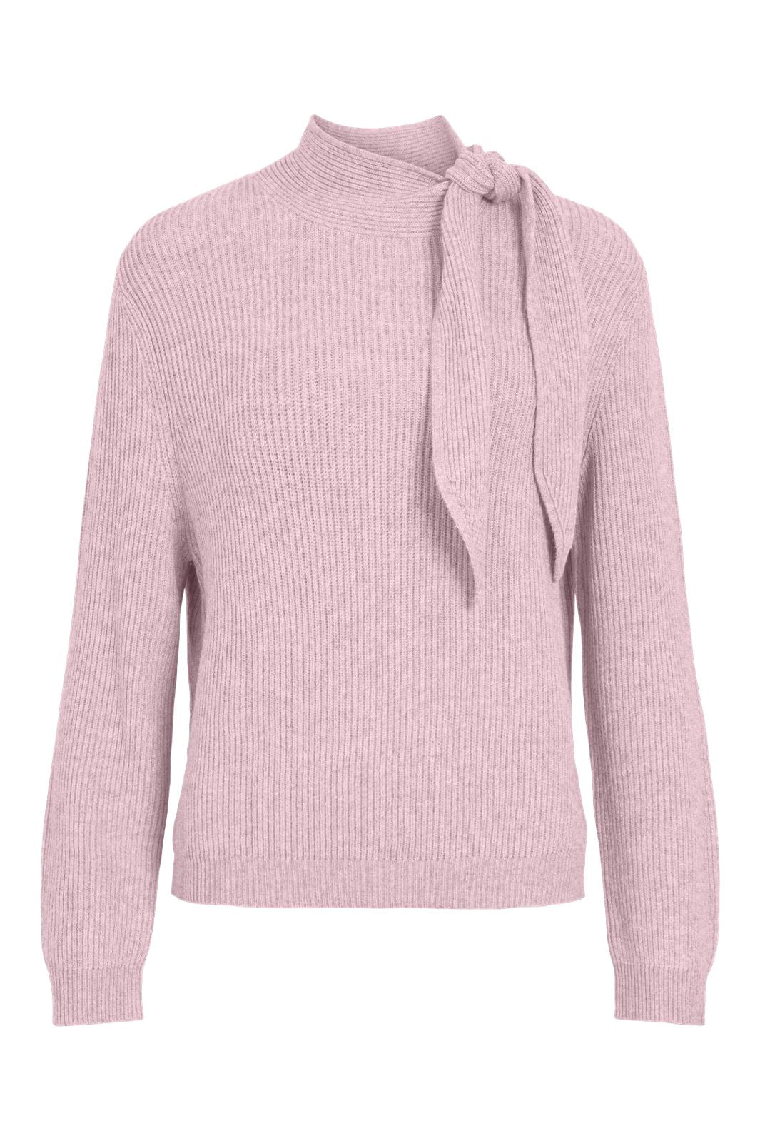 Vila - Viril Highneck L/S Tie Detail Knit-Noos - 5212697 Ballet Slipper Light Melange