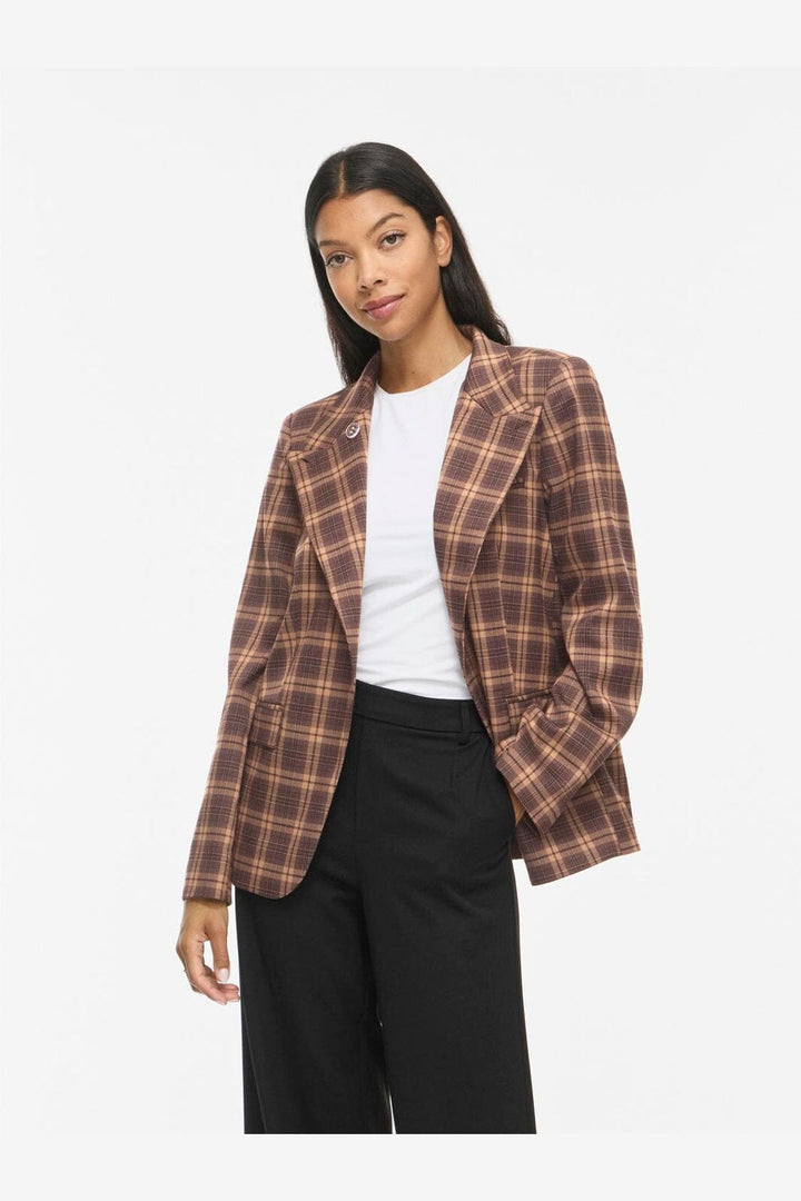Vila - Visanne L/S Blazer - 5196065 Carafe Birch And Black