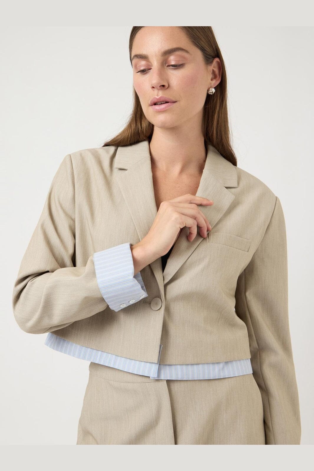 YAS - Yasdetana Ls Blazer - 4950125 Oxford Tan W. Skyway Stripe