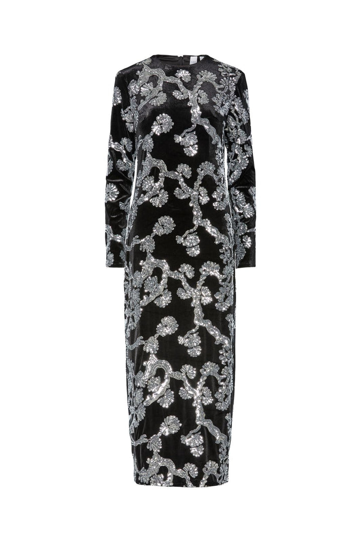Y.A.S - Yasflorana Ls Long Dress - 4878787 Black Silver Sequins