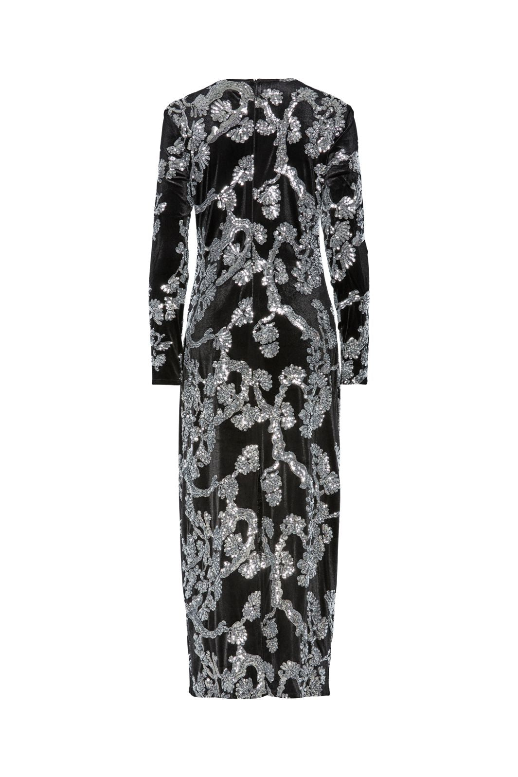 Y.A.S - Yasflorana Ls Long Dress - 4878787 Black Silver Sequins