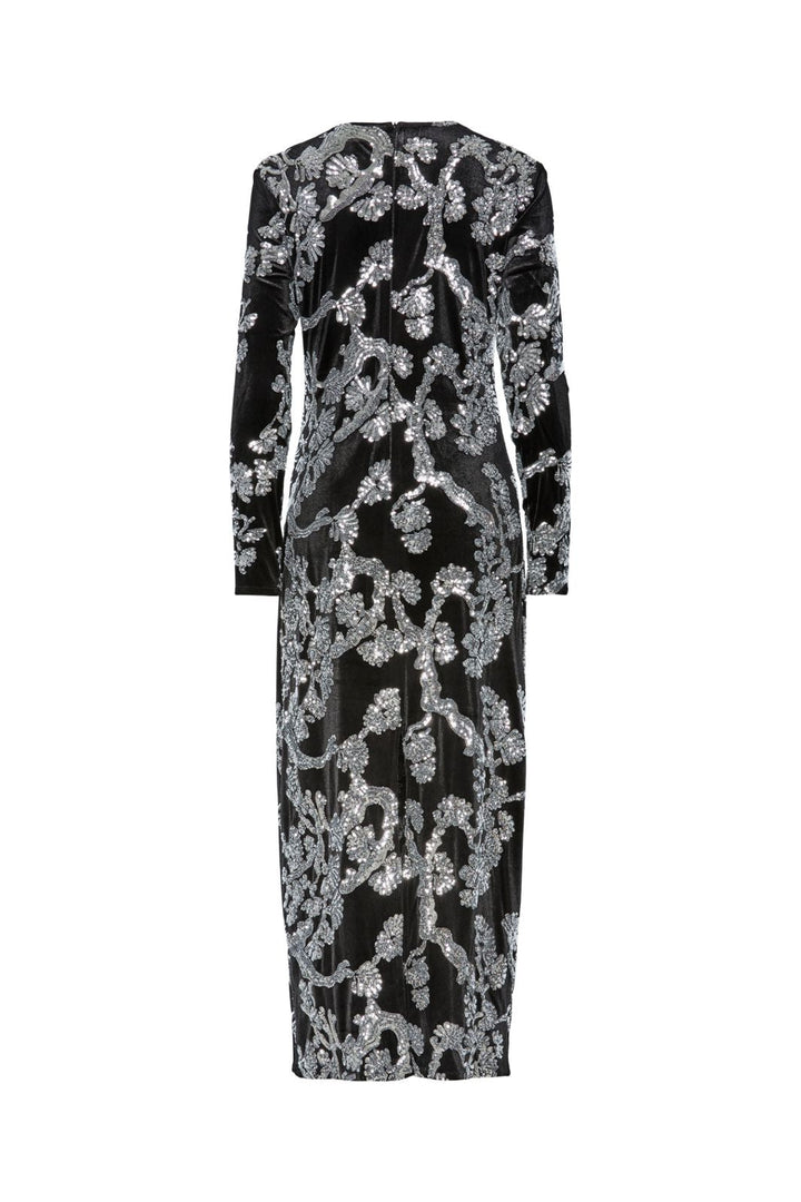Y.A.S - Yasflorana Ls Long Dress - 4878787 Black Silver Sequins