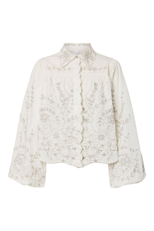 YAS - Yasgreya Ls Embroidered Shirt Story - 5202102 Star White W Emb