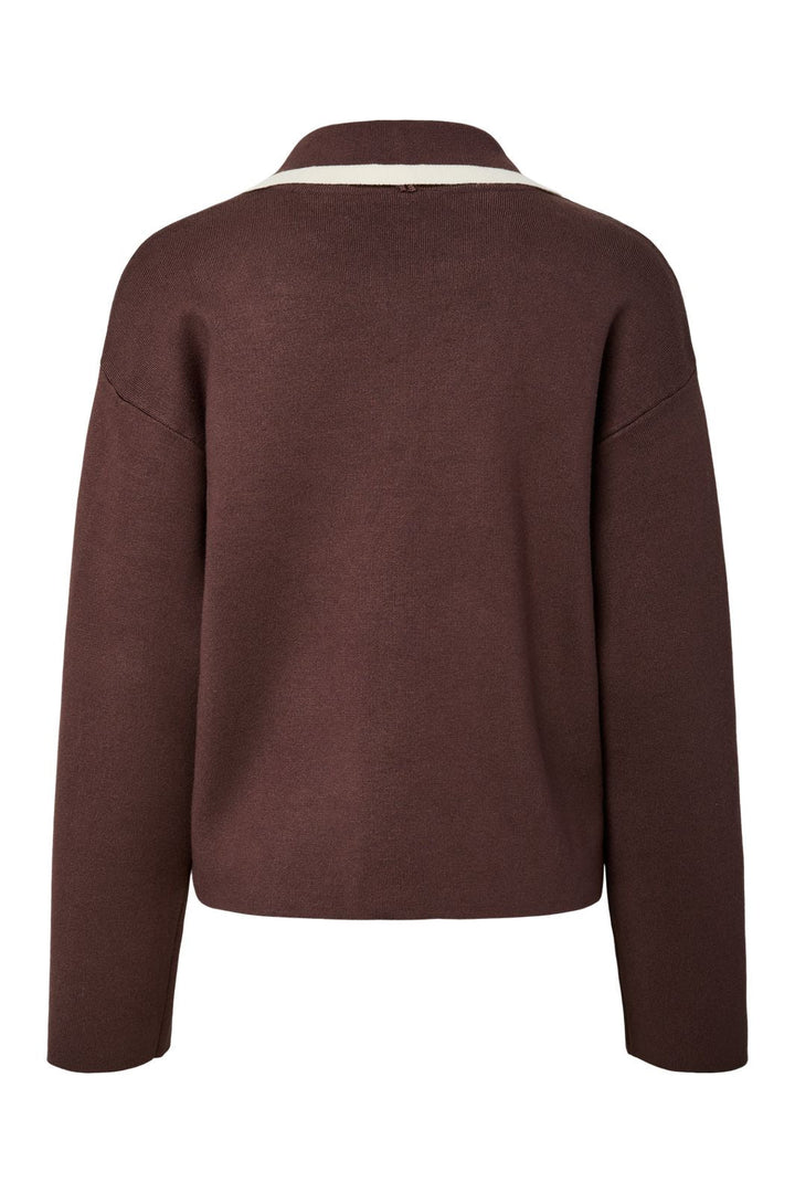 YAS - Yasjosie Ls Bow Knit Top - 5091003 Chocolate Brown