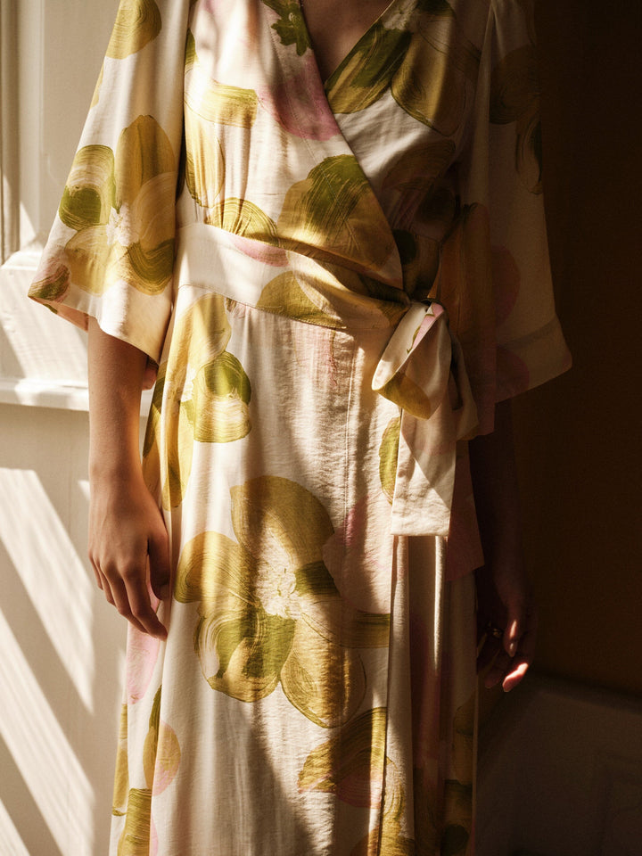 YAS - Yasmarga 3/4 Wrap Long Dress - 4966646 Pristine Marga Aop Kjoler 