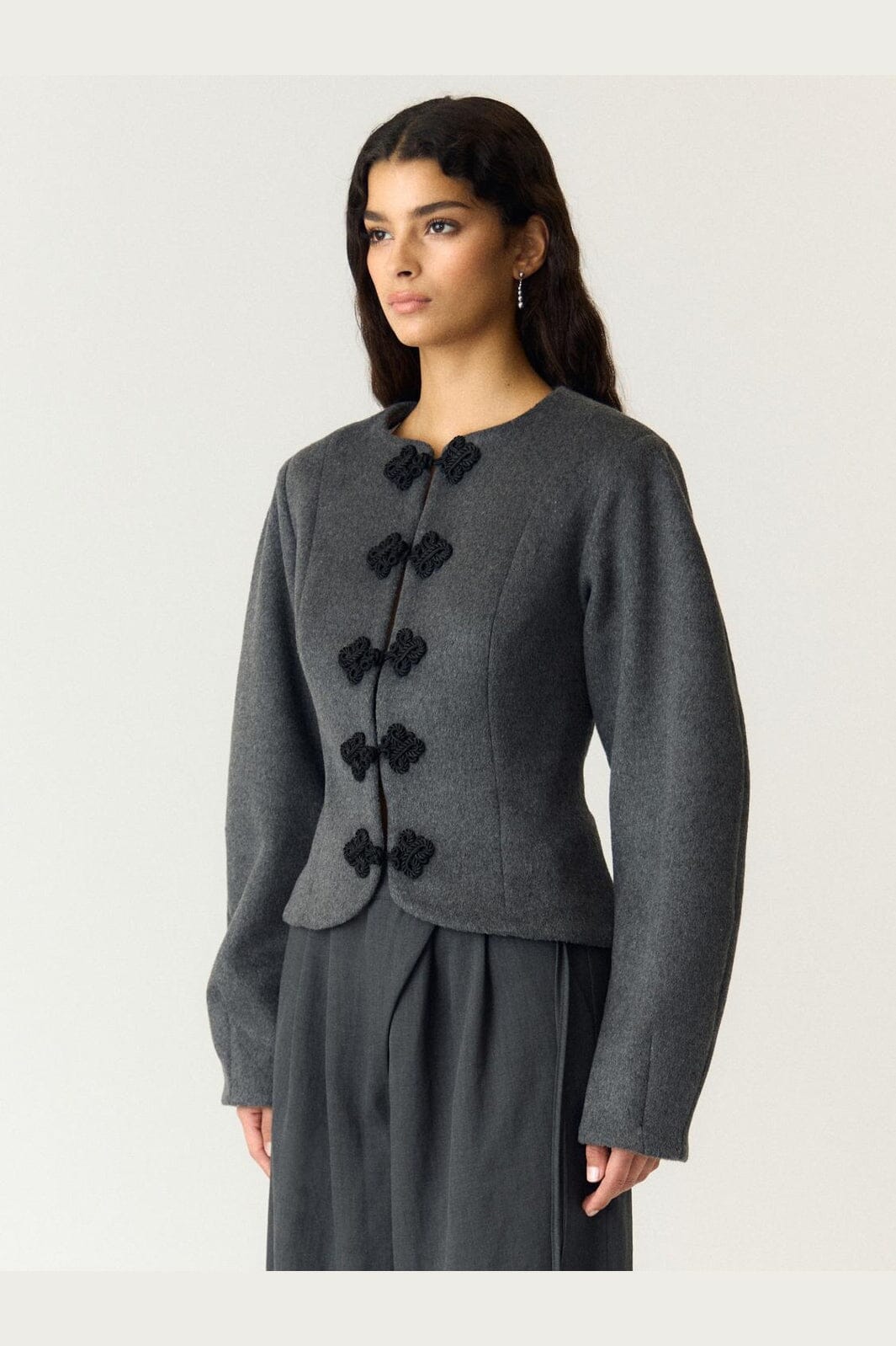 YAS - Yasnapo Ls Wool Jacket Story - 5184802 Dark Grey Melange