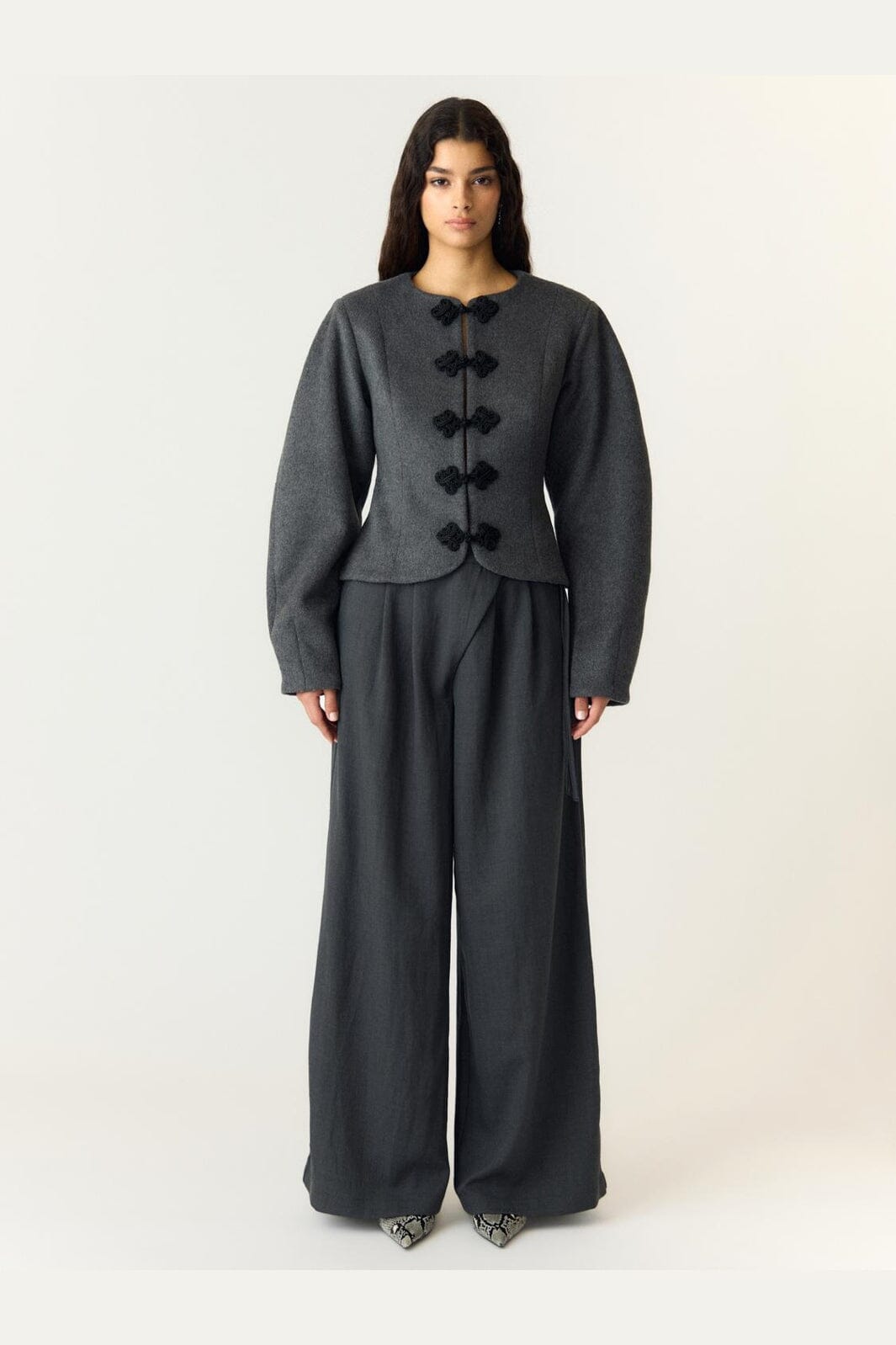 YAS - Yasnapo Ls Wool Jacket Story - 5184802 Dark Grey Melange