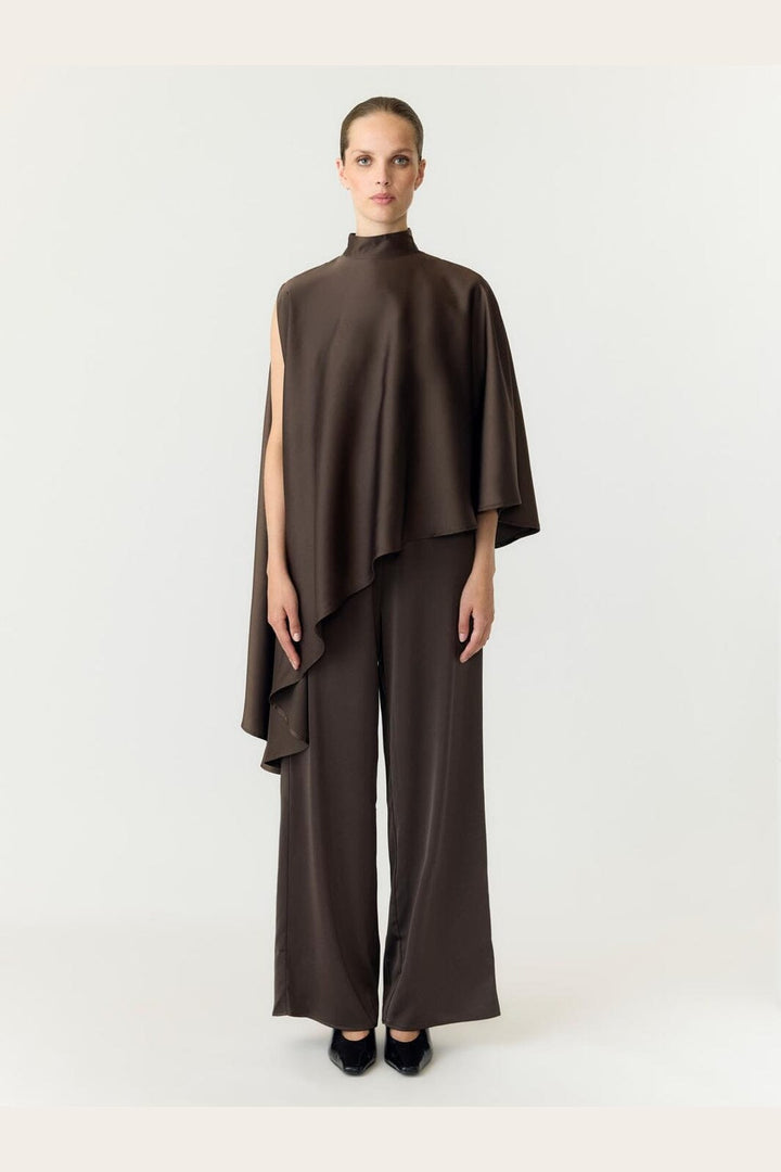 YAS - Yaspella High Neck Cape Top - 5237970 Chocolate Brown