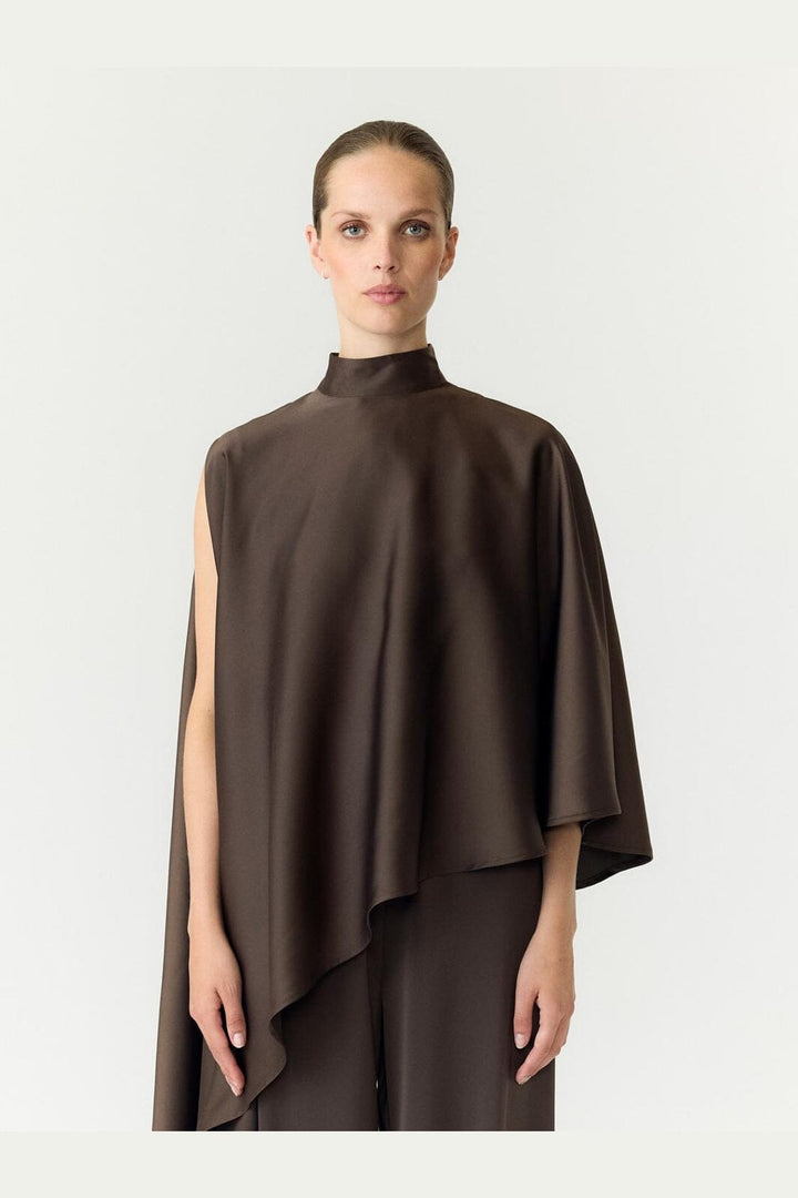 YAS - Yaspella High Neck Cape Top - 5237970 Chocolate Brown