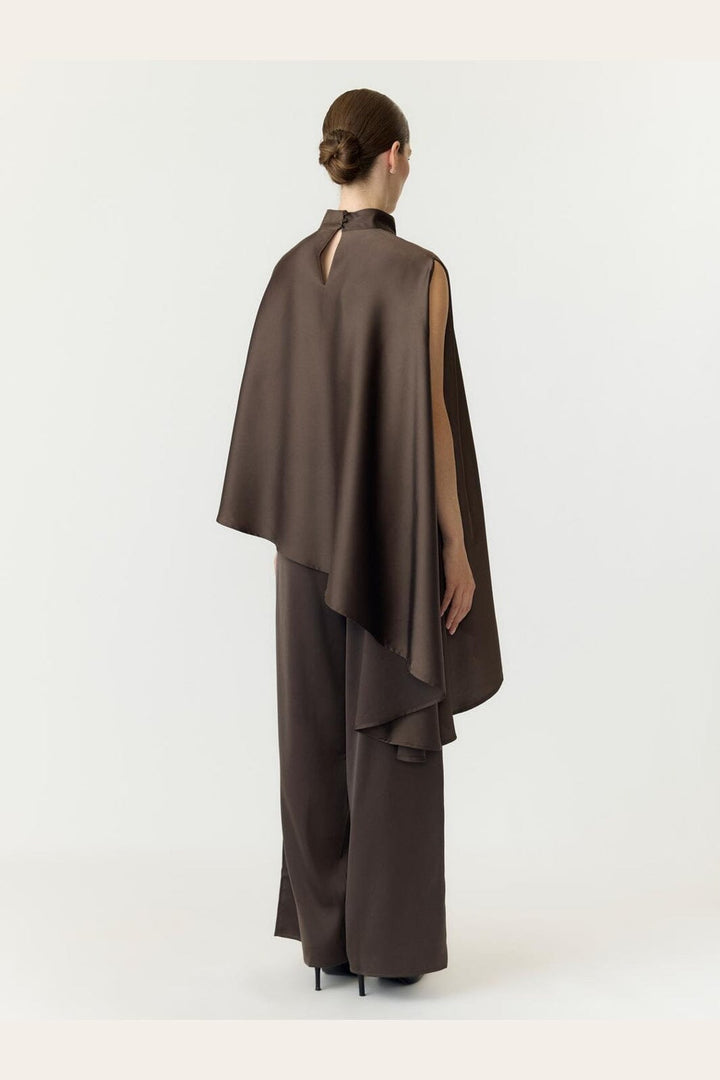 YAS - Yaspella High Neck Cape Top - 5237970 Chocolate Brown