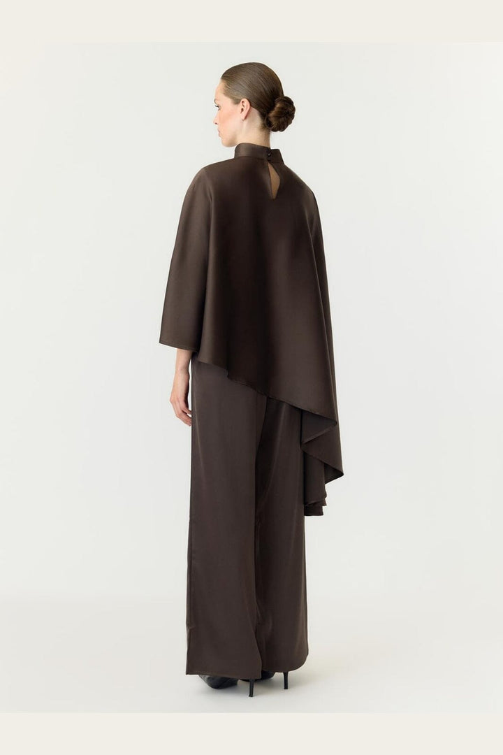 YAS - Yaspella High Neck Cape Top - 5237970 Chocolate Brown