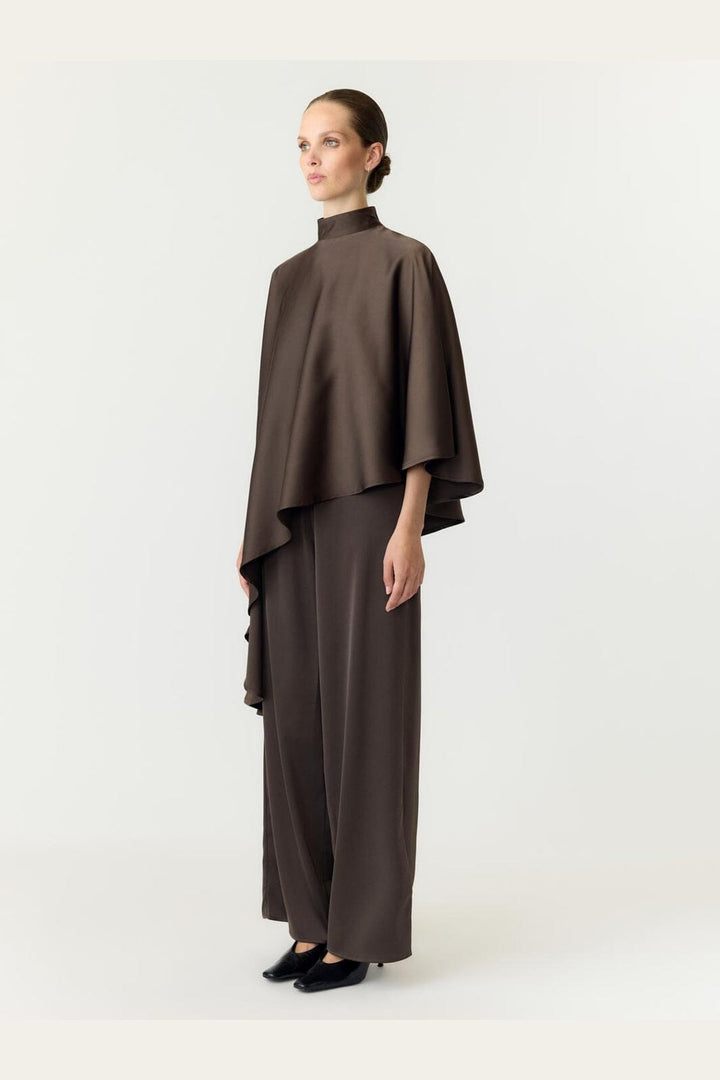 YAS - Yaspella High Neck Cape Top - 5237970 Chocolate Brown