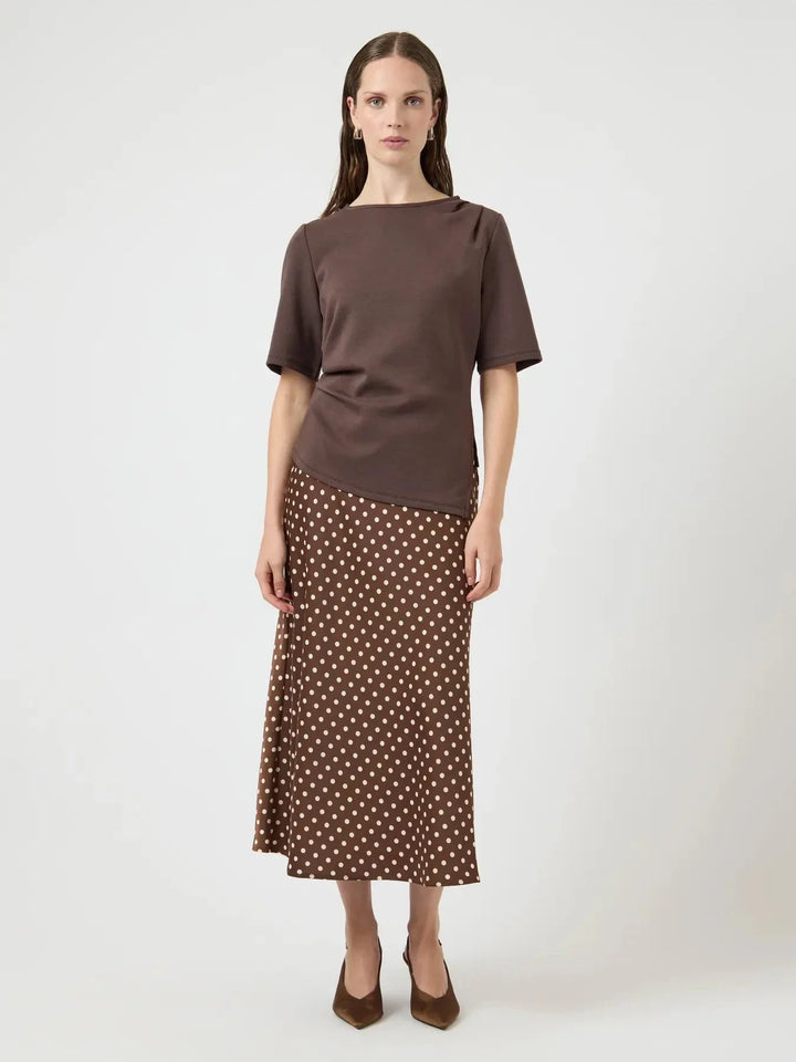 YAS - Yaspella Midi Skirt - 5084717 Pinecone Ecru Dots Nederdele 
