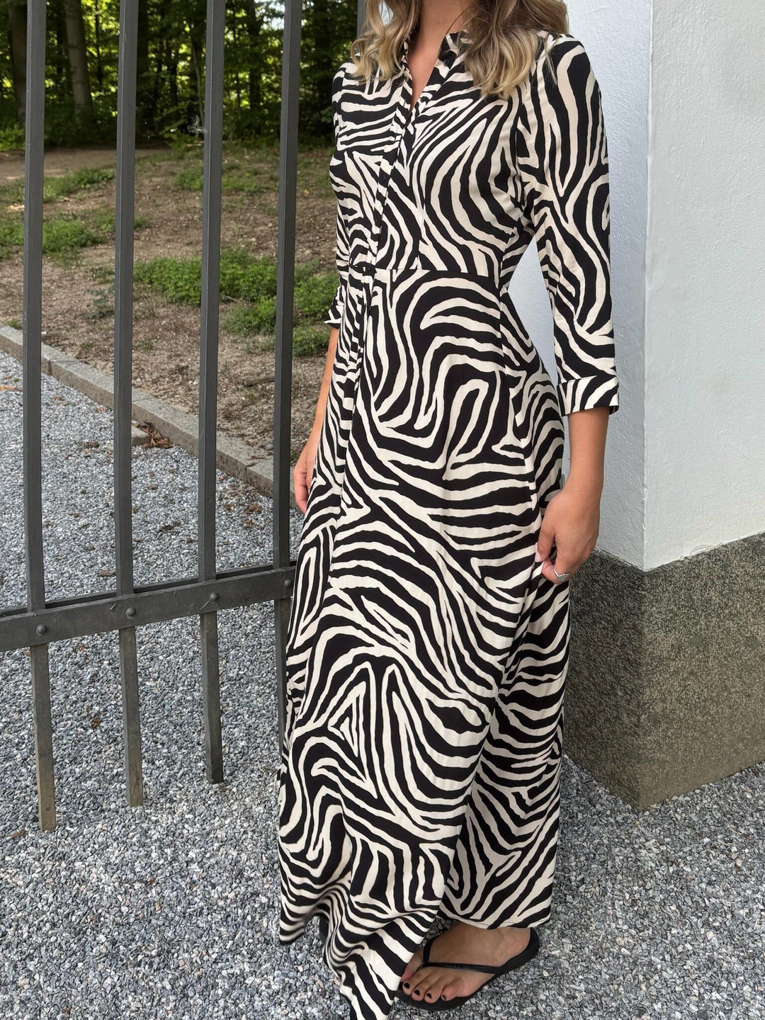 YAS - Yassavanna Long Shirt Dress - 4844009 Birch Zebra Print Kjoler 
