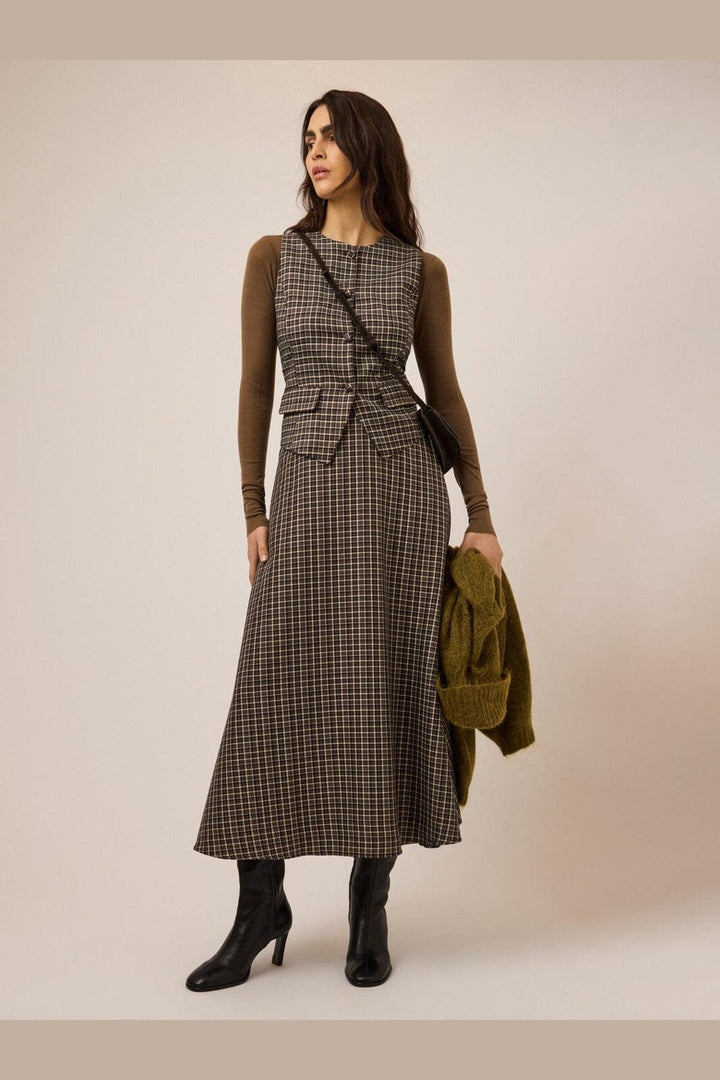 YAS - Yastulva Long Skirt - 5128241 Black Tulva Check